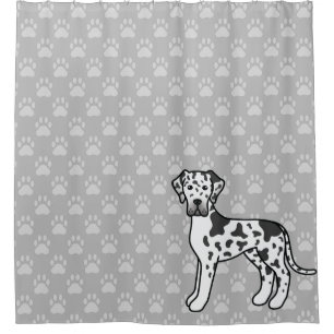 Cortina Para Box Cachorro De Casaco De Harlequin Corta Na Cinza