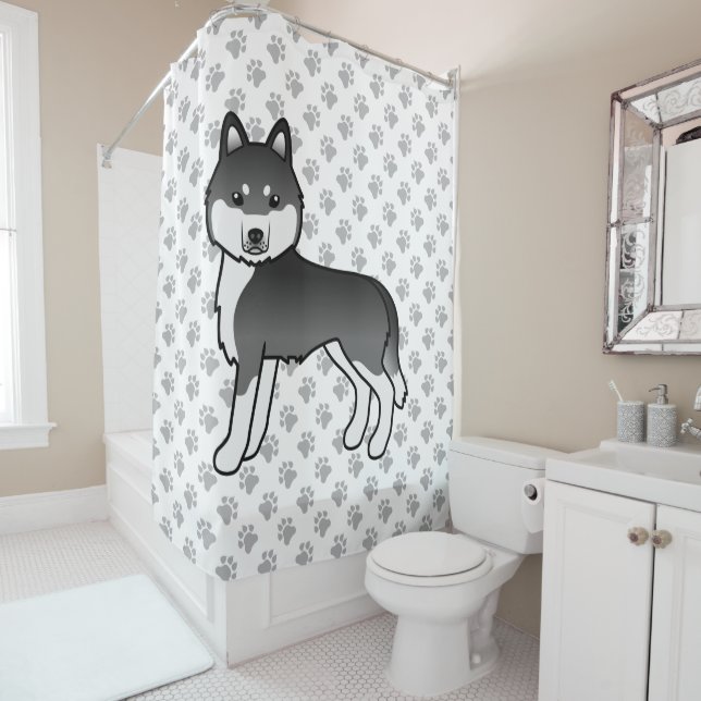 Cortina Para Box Cachorro De Desenho Animado Fofo Siberiano Husky P (In Situ)