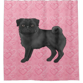 Cortina Para Box Cachorro Pug Preto Desenho Animado Mops Coração de
