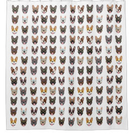 Cortina Para Box Cachorros Franceses Bonitos Vestindo Óculos