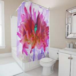 Cortina Para Box Cactus Dahlia Vermelho e Rosa Quente