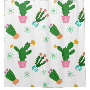 Cortina Para Box Cactus, sem costura, padrão de vindima, orname rep