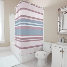 Cortina Para Box Cadet Grey and Desaturated Rose Stripes