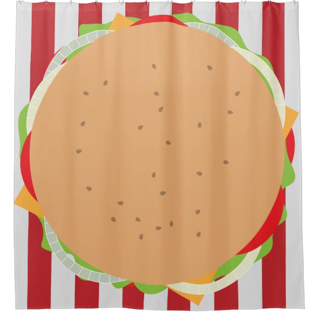 Cortina Para Box Café bonitinho de Hamburger Cheeseburger striped (Frente)