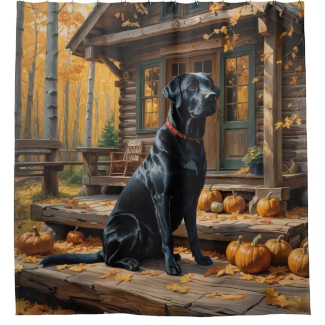 Cortina Para Box Café preto Labrador Retriever Log Cabine (Frente)