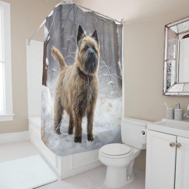 Cortina Para Box Cairn Terrier Deixe Nevar Natal  (In Situ)