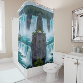 Cortina Para Box "Calma em Cascata - Niagara Cai Arte De Banheiro"