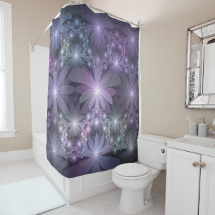 Cortina Para Box Cama de Flores Arte Fractal Abstrato Moderno e Bri