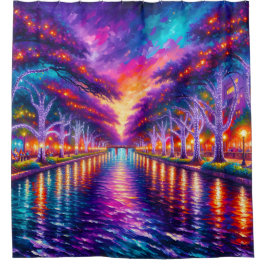 Cortina Para Box "Caminho de Ribeira Encantado: Brilho da Noite de