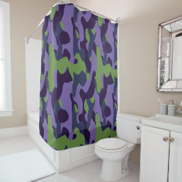 Cortina Para Box Camuflagem abstrata verde roxo e azul
