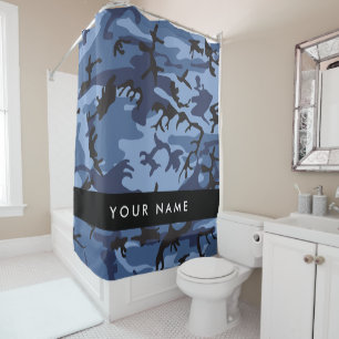 Cortina Para Box Camuflagem Azul Marinho Personalize seu nome