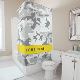 Cortina Para Box Camuflagem Cinza Neve de Inverno Personalize seu n