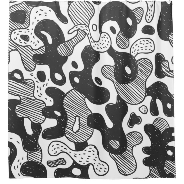 Cortina Para Box camuflagem de estilo abstrato, preto (Frente)