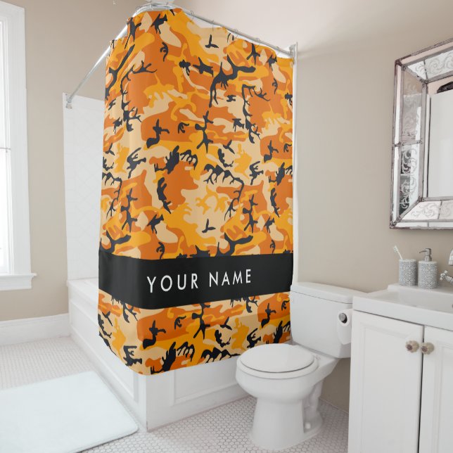 Cortina Para Box Camuflagem Laranja Personalize seu nome (In Situ)