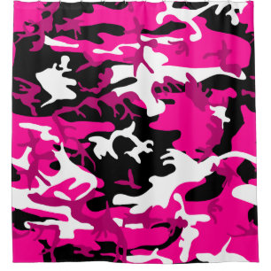 Cortina Para Box camuflagem rosa quente camo branco preto