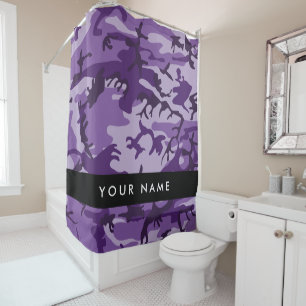 Cortina Para Box Camuflagem Roxa Seu Nome Personalize
