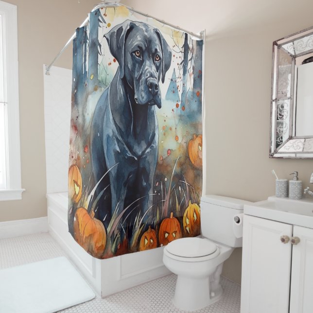 Cortina Para Box Cane Corso de Halloween com Abóboras Assustadoras (In Situ)