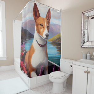 Cortina Para Box Cão Basenji em uma Canoa: Uma Aventura Cênica