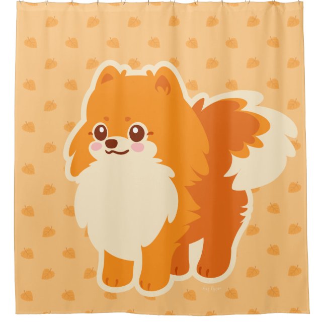 Cortina Para Box Cão bonito Kawaii Pomeranian (Frente)