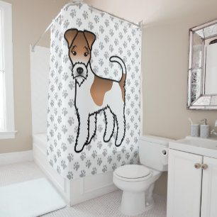 Cortina Para Box Cão-De-Cartografia Branco E Com Fios Brancos Fox T