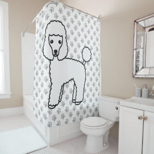 Cortina Para Box Cão de Cartoon Branco de Poodle
