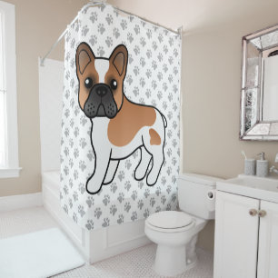 Cortina Para Box Cão-de-Cartoon Cachorro-Bravo-da-Manhã Vermelho