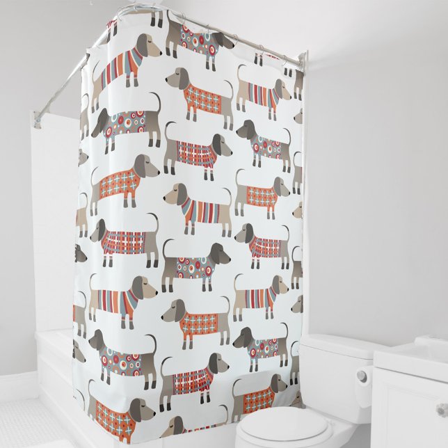 Cortina Para Box Cão de Enchimento (Dachshund Wiener Sausage Dog fun shower curtain)