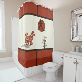 Cortina Para Box Cão do Kanji no vermelho