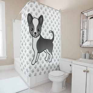 Cortina Para Box Cão e patas, Casaco, preto e branco, suave, Chihua