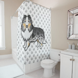 Cortina Para Box Cão e patas de cartografia de Sheepdog Blue Merle