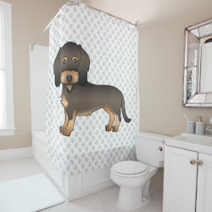 Cortina Para Box Cão e patas de cartoon com arame de javali