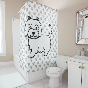 Cortina Para Box Cão e patas do Cartoon White Terrier, West Highla