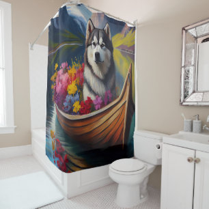 Cortina Para Box Cão Malamute do Alasca em Paddle: Uma Aventura Cên