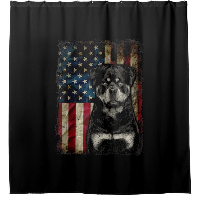 Cortina Para Box cão rottweiler 4º de julho de patriótico da bandei (Frente)