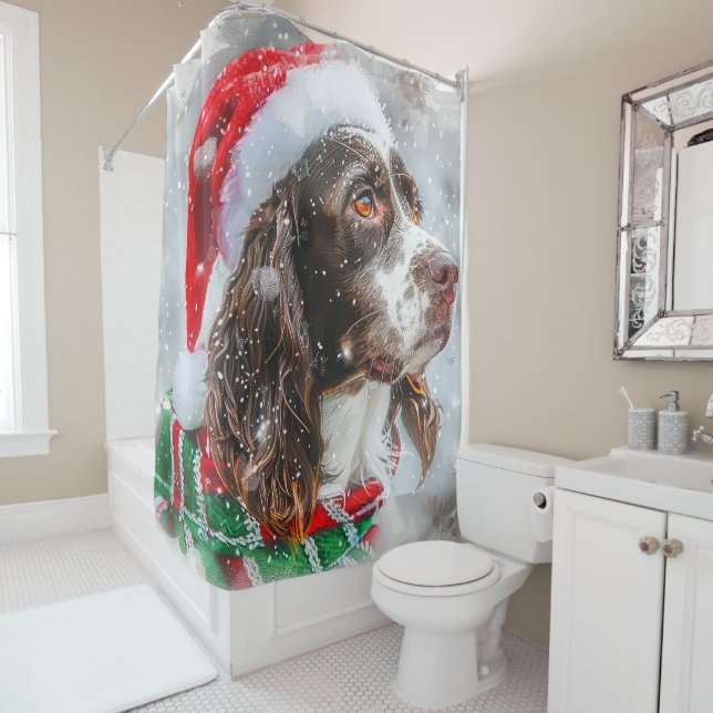 Cortina Para Box Cão Springer Spaniel Natal Festivo (In Situ)