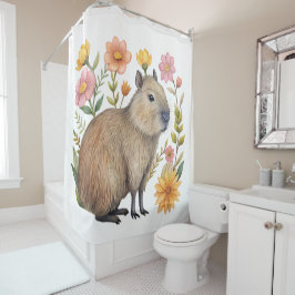 Cortina Para Box Capybara Floral Chá Curtain