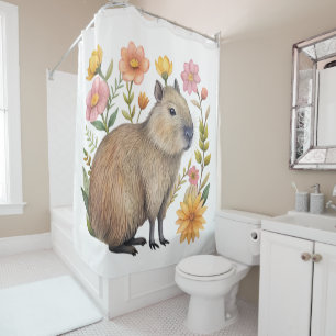 Cortina Para Box Capybara Floral Chá Curtain