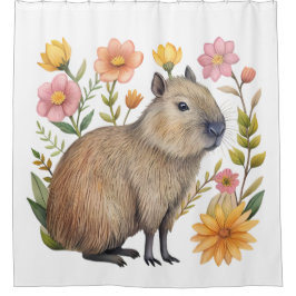 Cortina Para Box Capybara Floral Chá Curtain