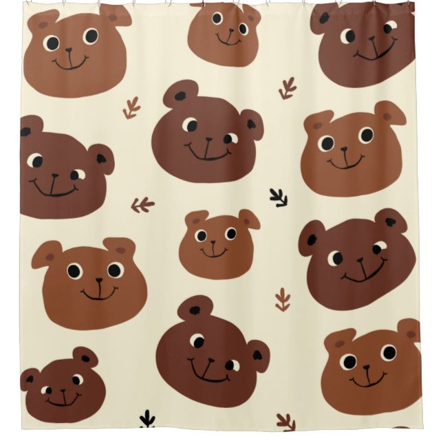 Cortina Para Box Cara de urso engraçado (Frente)