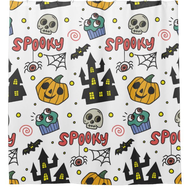 Cortina Para Box Caracteres de Halloween: Padrão Whimsical Seamless (Frente)