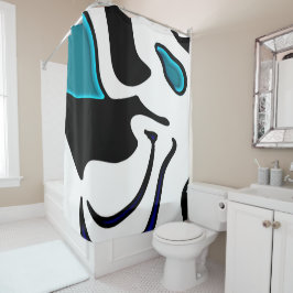 Cortina Para Box Carga de Profundidade: Abstrato Preto, Branco e Az