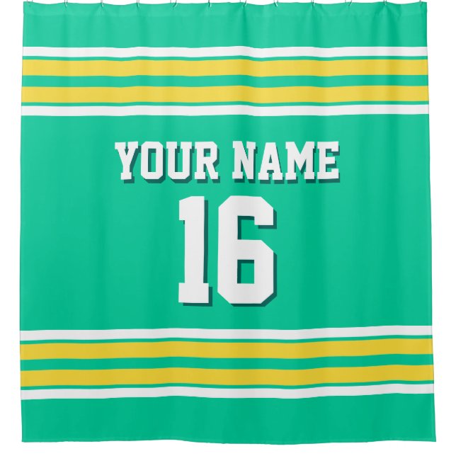 Cortina Para Box Caribe Green Yellow White Stripes Sports Jersey (Frente)