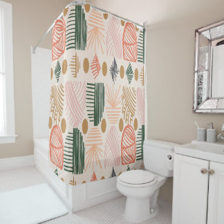 Cortina Para Box Caribe Tribal Mudcloth: Boho Dark Verde, Rosa