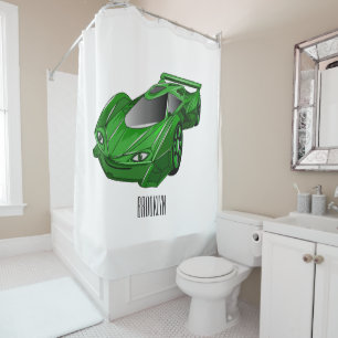 Cortina Para Box Carro desportivo verde com ilustração aerofoil