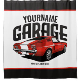 Cortina Para Box Carro Muscular Personalizado, 1967, Garagem Vermel
