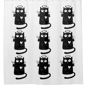 Cortina Para Box Cartoon de gato preto Angelic