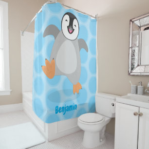 Cortina Para Box Cartoon de pintinho de pinguins, um imperador feli