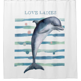 CORTINA PARA BOX CASA DE VACAÇÃO DE ARTE COM DOLFINAS DE ÁGUA