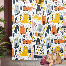 Cortina Para Box Casa é onde o meu gato é um banheiro com nome mono