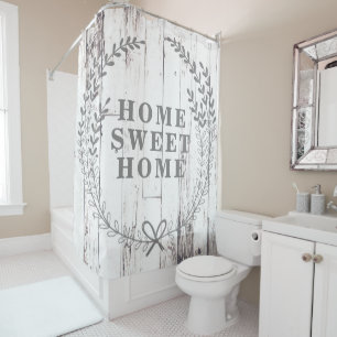 Cortina Para Box Casa rústica de madeira branca do doce da casa da